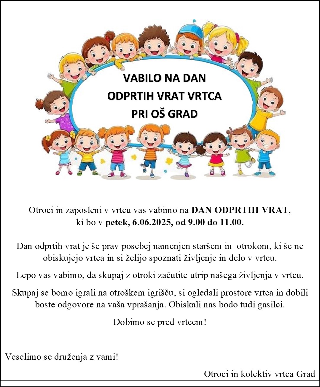 vabilo odprtje vrtca